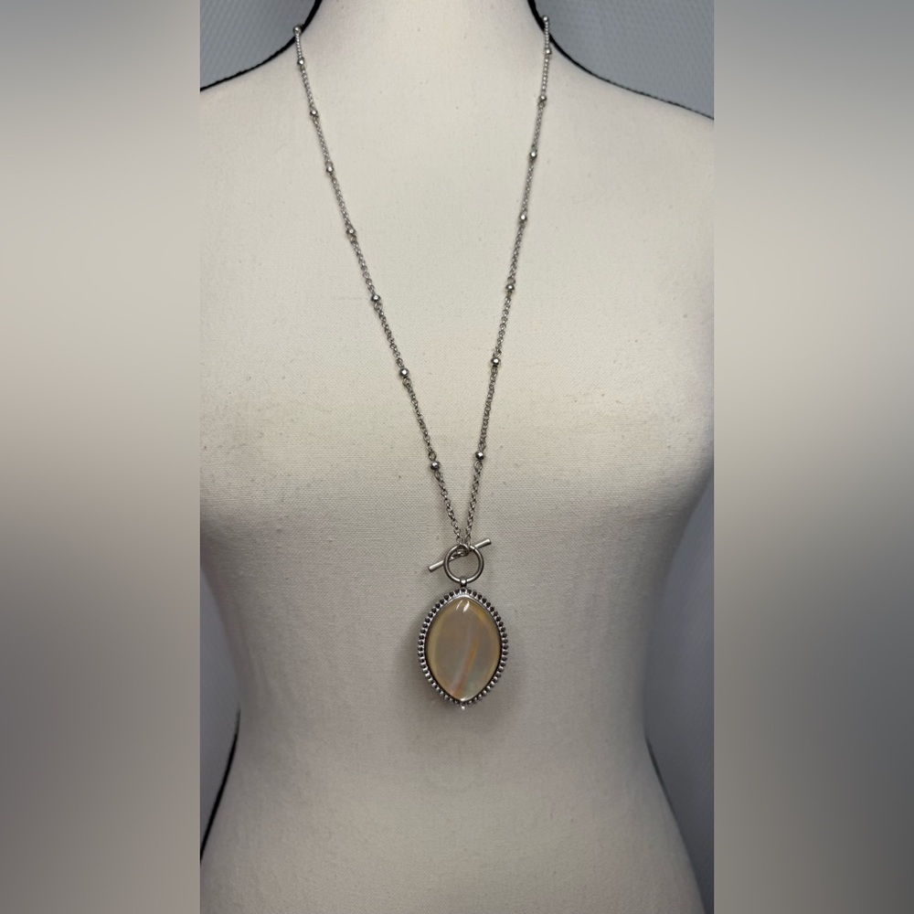 Lucky Brand Silver and Faux Turquoise Pendant Necklace - Picture 4 of 4